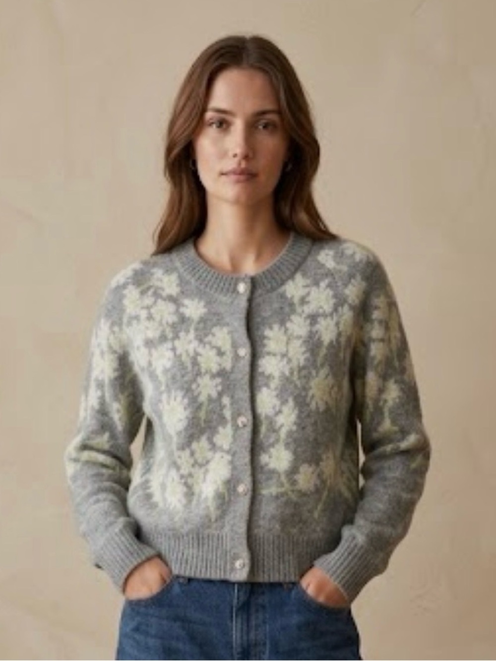 &merci Bohemian-Chic Floral Cardigan Sweater M